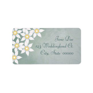 White Flowers Floral Address Labels