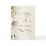 White Flowers Happy 20th Wedding  Anniversary Card