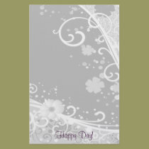 White Flowers Happy Day! stationery