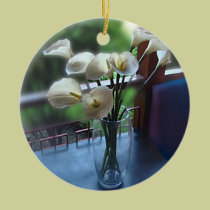 White Flowers in a Glass Vase ornaments