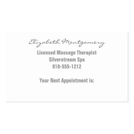White Flowers Modern Appointment Business Card (back side)