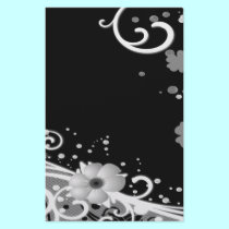 White Flowers on Black stationery