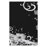 White Flowers on Black Stationery Design