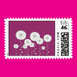 White Flowers on Purple Postage Stamp