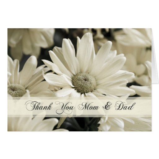 White Flowers Parents Wedding Day Thank You Card Zazzle
