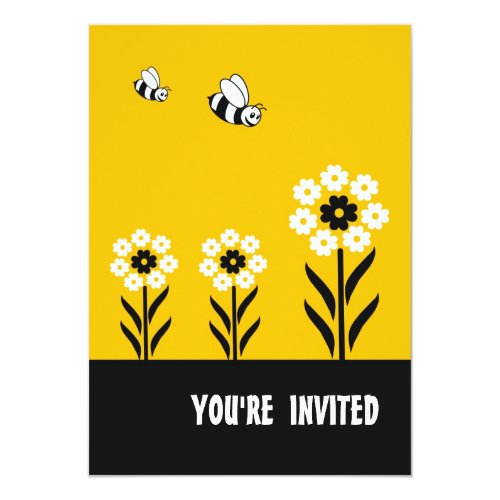 White Flowers Party Invitation Card-Yellow