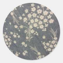 White Flowers Round Stickers