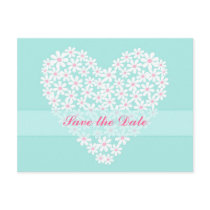 White Flowers save the date Postcard