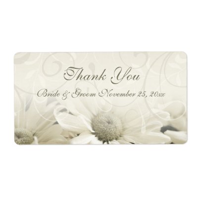 White Flowers Wedding Labels