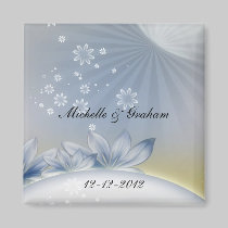 White Flowers Wedding Souvenir Magnet