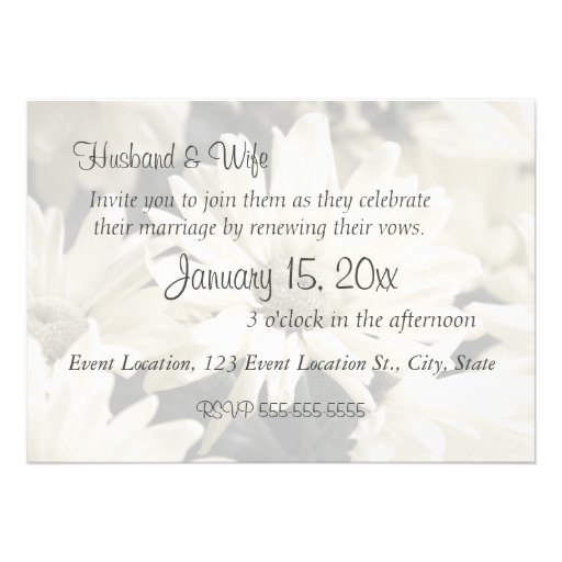 White Flowers Wedding Vow Renewal Invitations