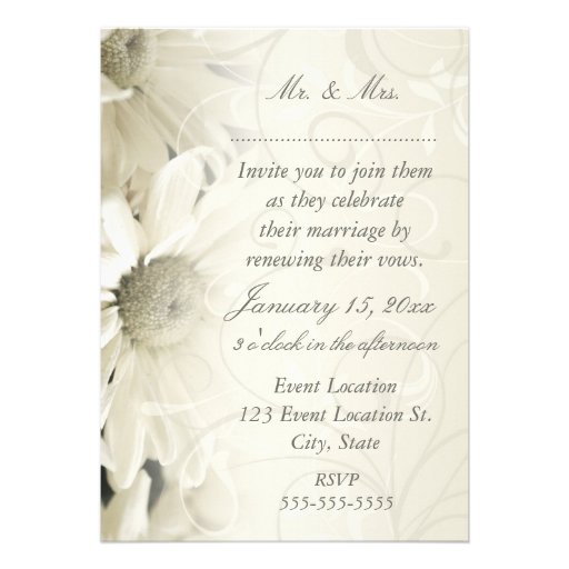 White Flowers Wedding Vow Renewal Invitations