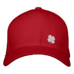 White Four Leaf Clover St. Patricks Dat Red Hat Baseball Cap