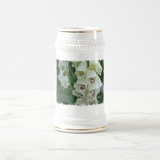 White Foxglove Flowers  Beer Stein Mug