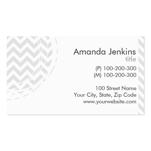 white frame on gray chevron business cards (back side)