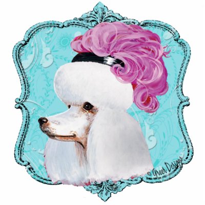 White French Poodle in Hat Sculpture Ornament Acrylic Cut Out