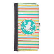 White Frog; Bright Rainbow Stripes Phone Wallet Cases at Zazzle