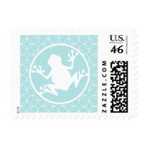 White Frog on Baby Blue Circles Stamps