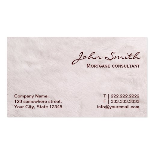 White Fur Mortgage Agent Business Card (front side)