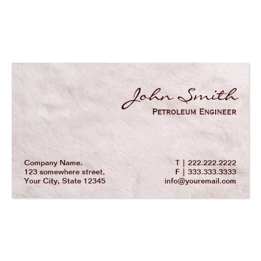 White Fur Petroleum Engineer Business Card (front side)