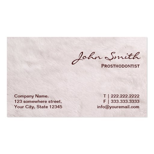 White Fur Prosthodontics Business Card (front side)