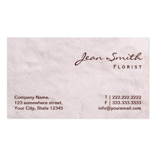 White Fur Texture Florist Business Card (front side)