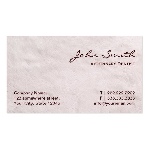 White Fur Veterinary Dentist Business Card (front side)