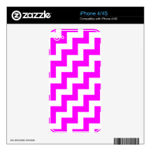 White & Fuschia Stair Step, Diagonal Zigzags Decal For The iPhone 4S