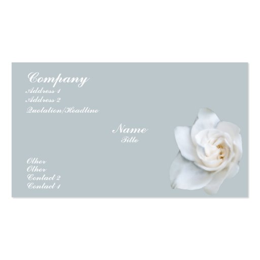 White Gardenia blossom Business Card Templates (front side)