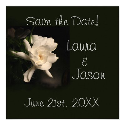 White Gardenia 'Save the Date'  Square Card Invites