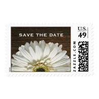 White Gerbera & Barnwood Rustic Save The Date Postage Stamp