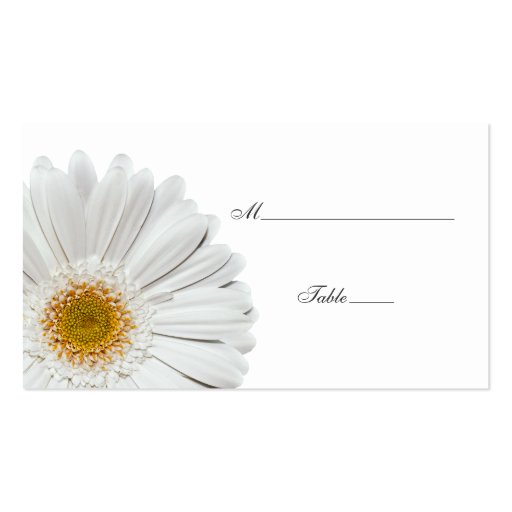 White Gerbera Daisy Special Occasion Place Card Business Cards (back side)