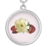 White Gerbera Daisy with Rosebuds Pendants