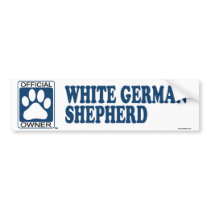 WHITE GERMAN SHEPHERD_blue bumper stickers by GenuineDogOwner WHITE GERMAN SHEPHERD_blue bumper stickers