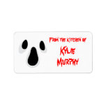 White ghost face from the kitchen of labels