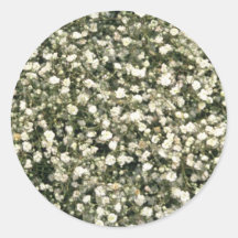 white Gipsophila flowers Round Stickers