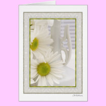 White glass with daisies 1 cards