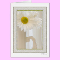 White glass with daisies 4 cards
