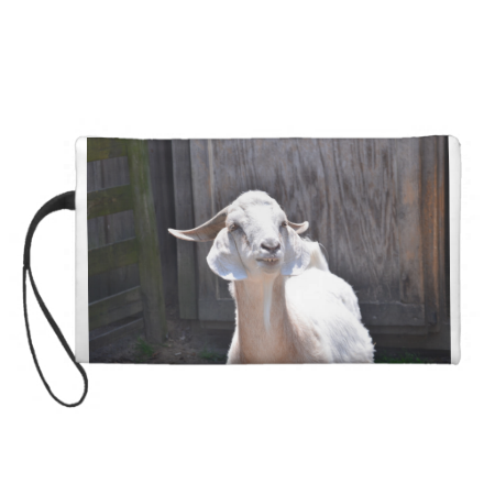 White goat wristlet purses