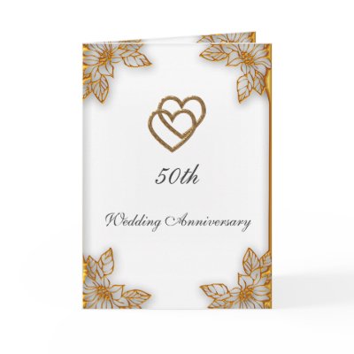 White Gold  50th Wedding Anniversary Cards
