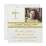 White Gold Confirmation Photo Invitation