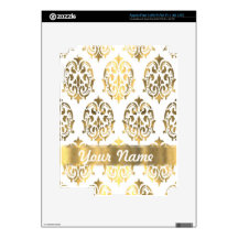 White & gold damask iPad 3 skins