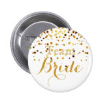 white Gold Glitter Faux Foil Wedding Team Bride Button