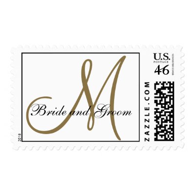 White Gold Monogram Wedding Postage