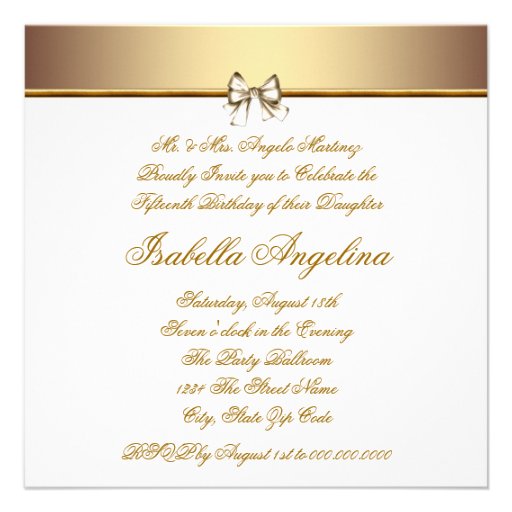 White Gold Photo Quinceanera Invitations