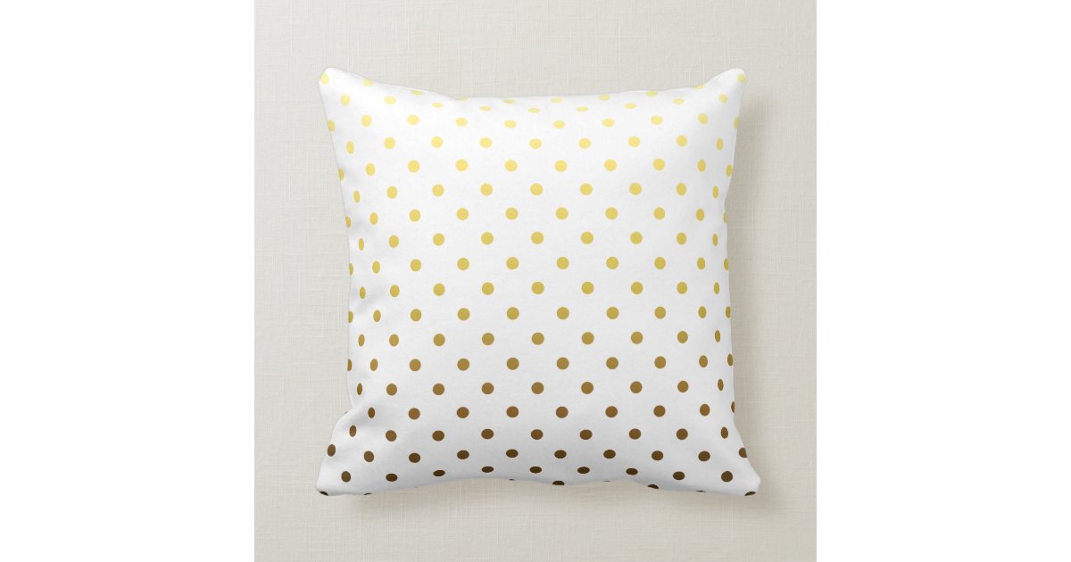 White Gold Polka Dot Throw Pillow Zazzle