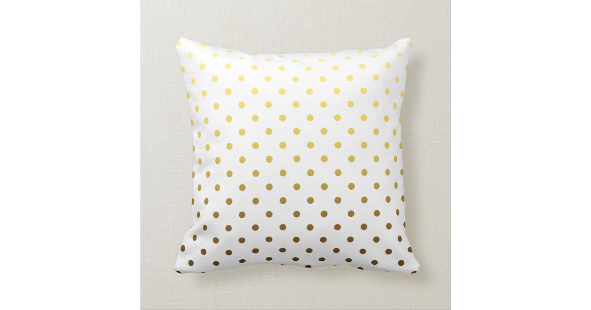 White Gold Polka Dot Throw Pillow Zazzle