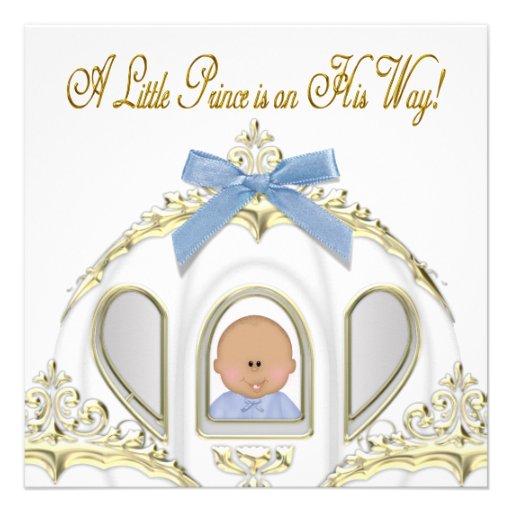 White & Gold Prince Baby Shower Invitations