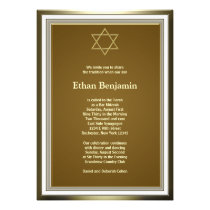 White Gold Star of David Bar Mitzvah invitations