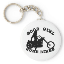 White Good Girl Biker Key Chain